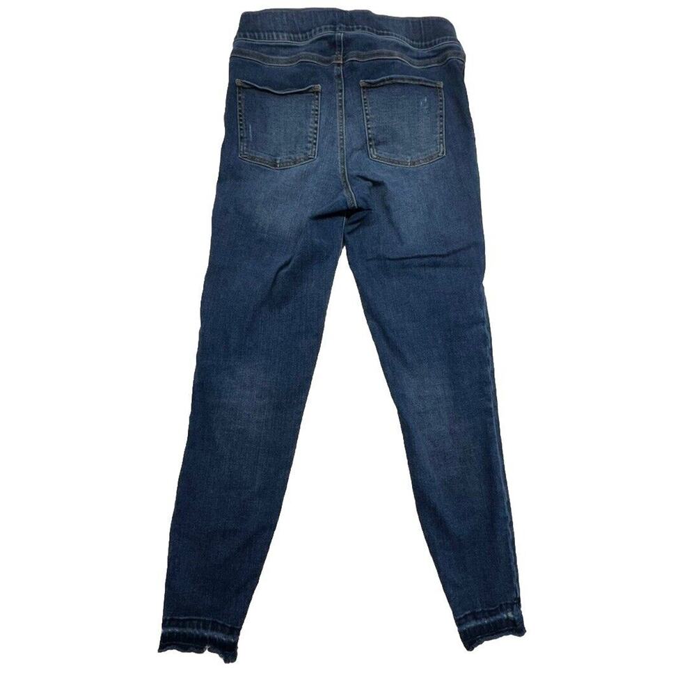 SPANX Size M Distressed Ankle Skinny Jeans Medium Wash Pull On Raw Hem Denim - Picture 6 of 7